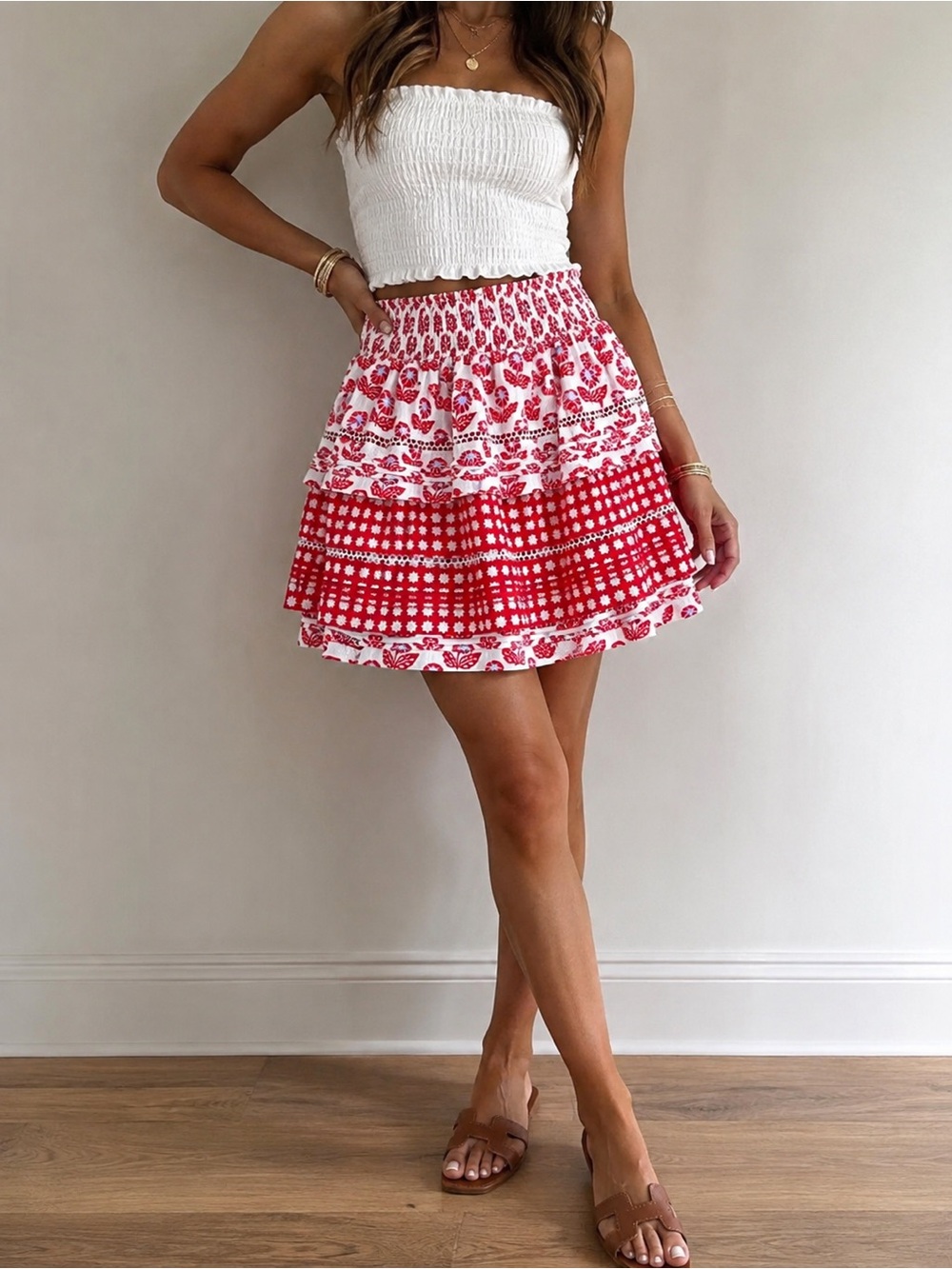 NWT Roller Rabbit x Target Red Floral Tiered Mini Skirt XL